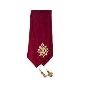 Gorgeous Red Gold Luxury Table Runner Beaded Embroidered Tassels Lined Dining